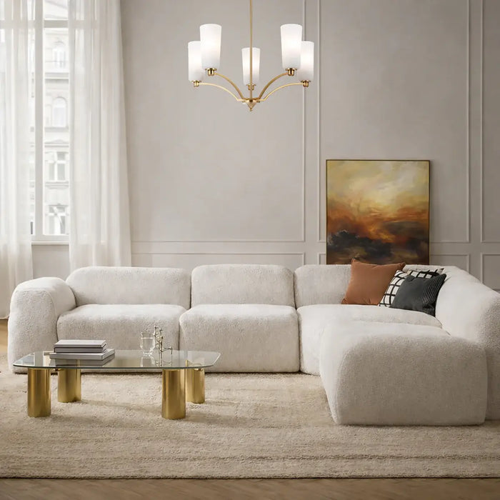 BREVAN: Modern Pendant Light with Glass Shades (Available in Black & Antique Gold, 5 Light, 8 Light & 9 Light)