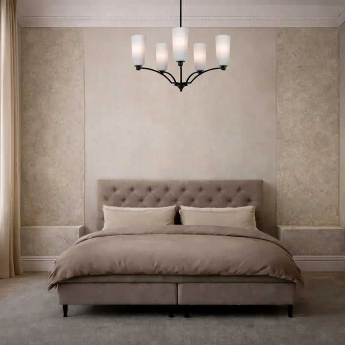 BREVAN: Modern Pendant Light with Glass Shades (Available in Black & Antique Gold, 5 Light, 8 Light & 9 Light)