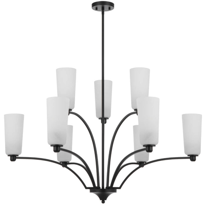 BREVAN: Modern Pendant Light with Glass Shades (Available in Black & Antique Gold, 5 Light, 8 Light & 9 Light)