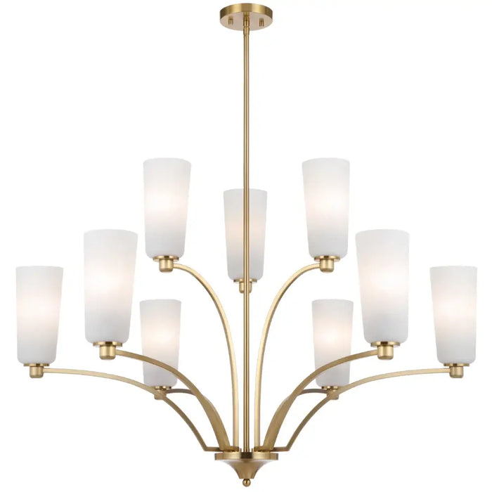 BREVAN: Modern Pendant Light with Glass Shades (Available in Black & Antique Gold, 5 Light, 8 Light & 9 Light)