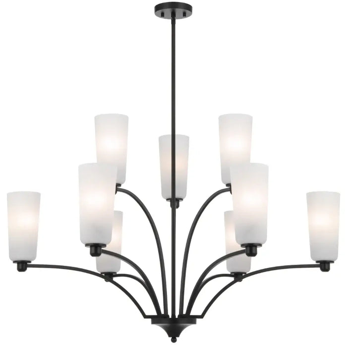 BREVAN: Modern Pendant Light with Glass Shades (Available in Black & Antique Gold, 5 Light, 8 Light & 9 Light)