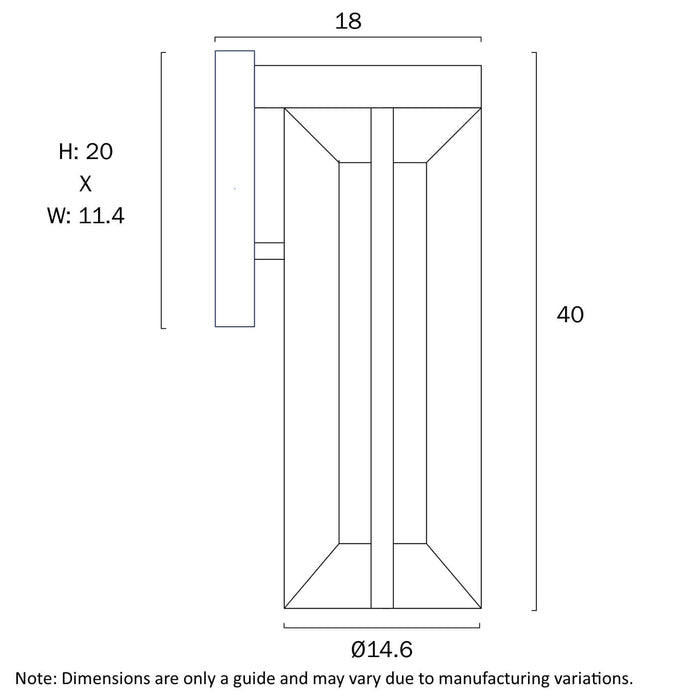 BRIXON: Black IP44 LED Exterior Wall Light (Available in 30cm & 40cm)