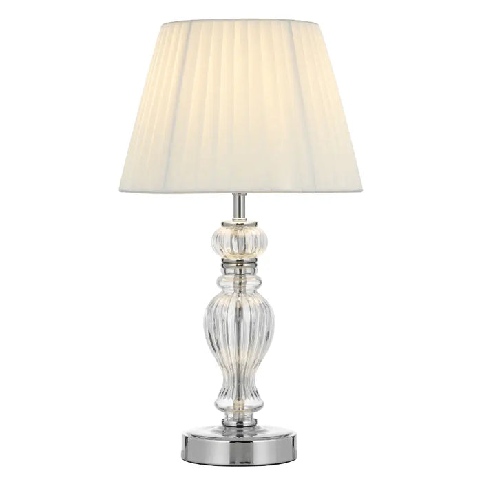 CADIZ: Table Lamp with Pleated Fabric Shade (Available in Antique Gold & Chrome)