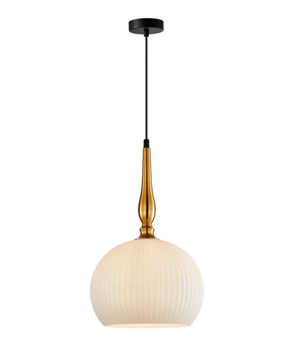 CLA CALIZ: Interior Frosted Ribbed Wine Glass Shaped Pendant Lights (avail in Black & Brass)