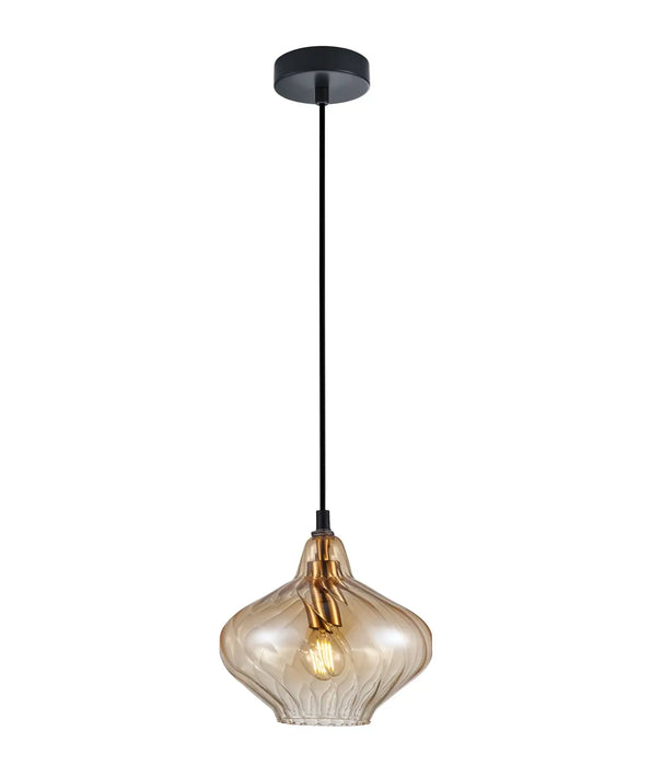 CAMPANA: Interior Wine Glass Shape Ribbed Pendant Lights (avail in Amber, Green, Purple & Smoke)