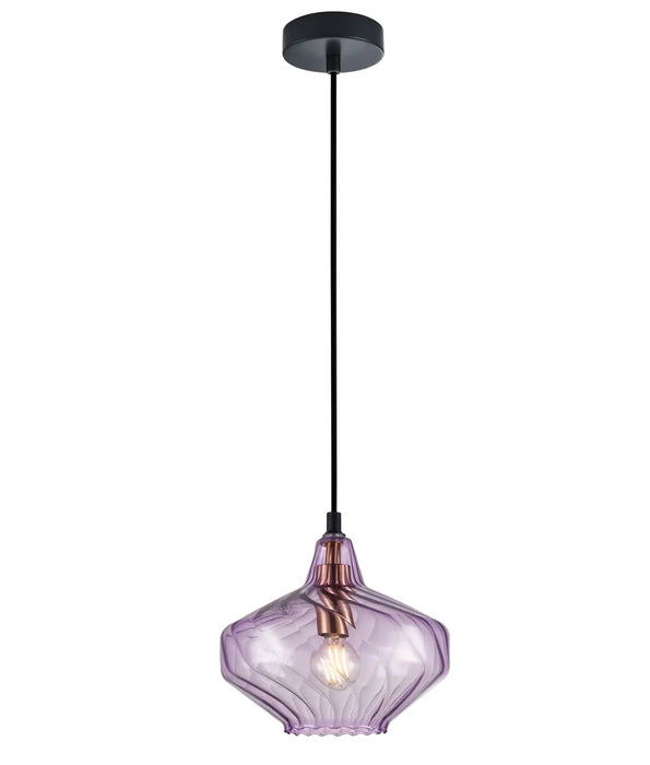 CAMPANA: Interior Wine Glass Shape Ribbed Pendant Lights (avail in Amber, Green, Purple & Smoke)