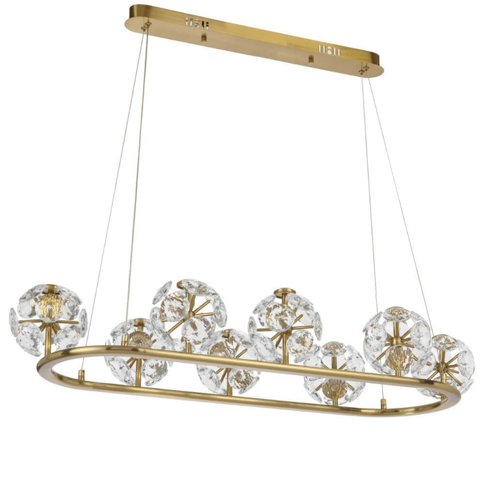 CATANIA: Antique Gold 3000k 8 Light Crystal LED Pendant