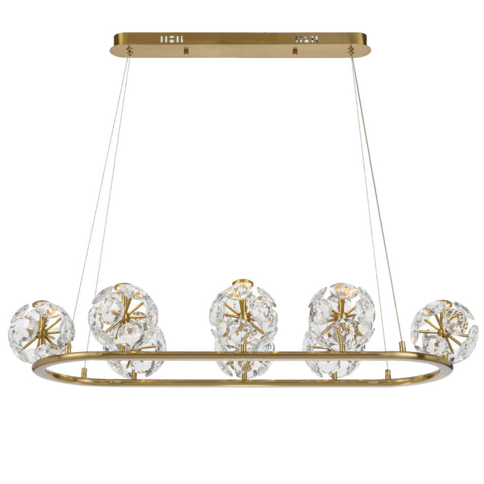 CATANIA: Antique Gold 3000k 8 Light Crystal LED Pendant