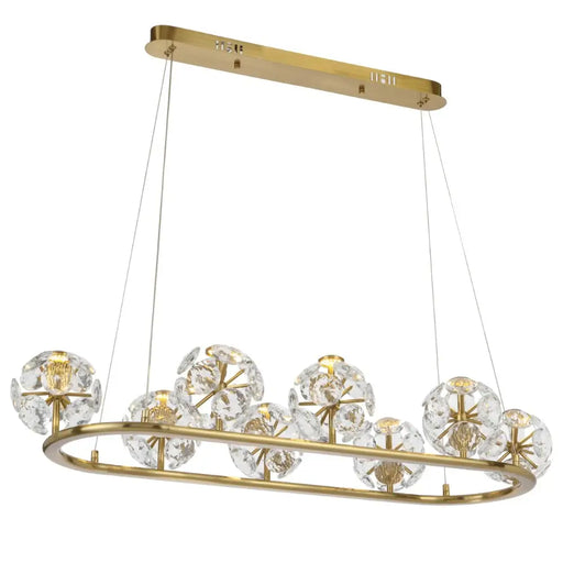 Telbix CATANIA: Antique Gold 3000k 8 Light Crystal LED Pendant