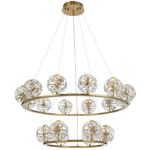 Telbix CATANIA: Antique Gold 3000k 18 Light Crystal LED Pendant Light