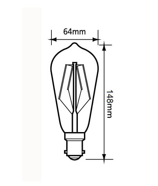 8W B22 Dimmable Clear Pear Shape LED Filament Globe (Avail in 2700K & 6000K)