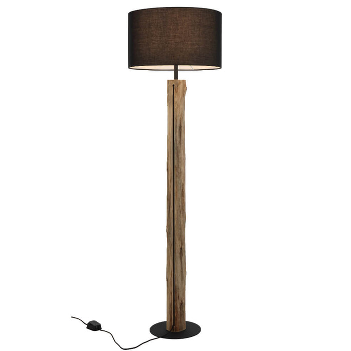 CHAD: Wooden Floor Lamp with Black Fabric Shade