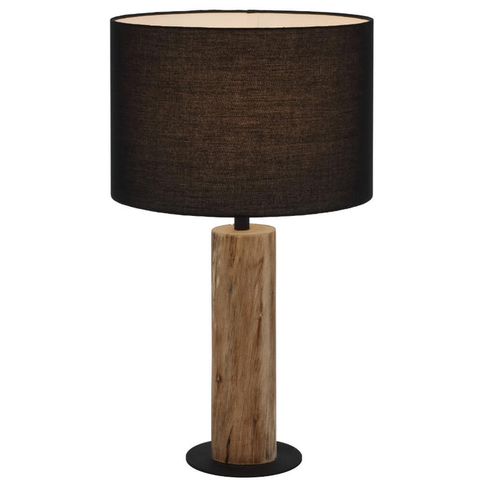 CHAD: Wooden Table Lamp with Black Fabric Shade