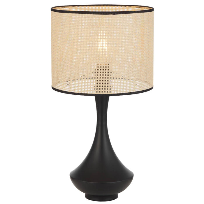CLARIS: Bohemian Style Table Lamp with Raffia Shade (Available in Vintage Brass, White & Black)