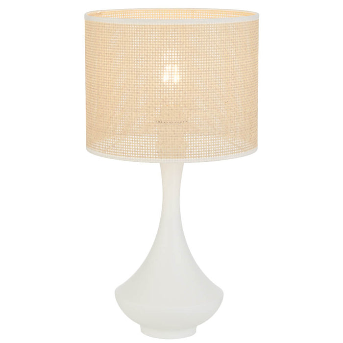 CLARIS: Bohemian Style Table Lamp with Raffia Shade (Available in Vintage Brass, White & Black)