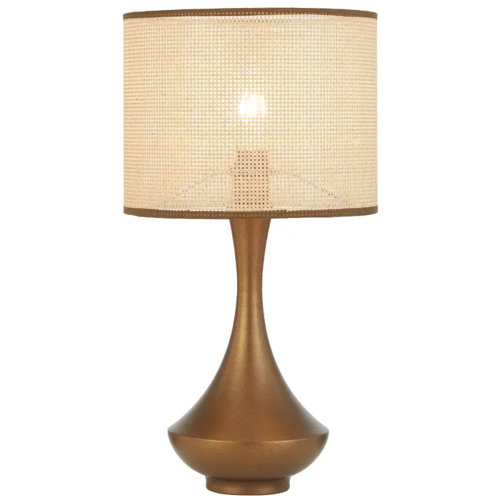 CLARIS: Bohemian Style Table Lamp with Raffia Shade (Available in Vintage Brass, White & Black)