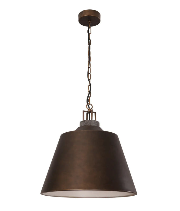 CLOCHE: Metal Shade with Travertine Highlight Bell Shape Interior Pendant Lights (Available in Antique Brass, Black & White)