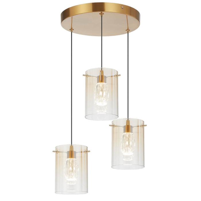 CREVIL: Modern Pendant Light with Glass Shades (Available in Black & Antique Gold, 3 Light & 5 Light)