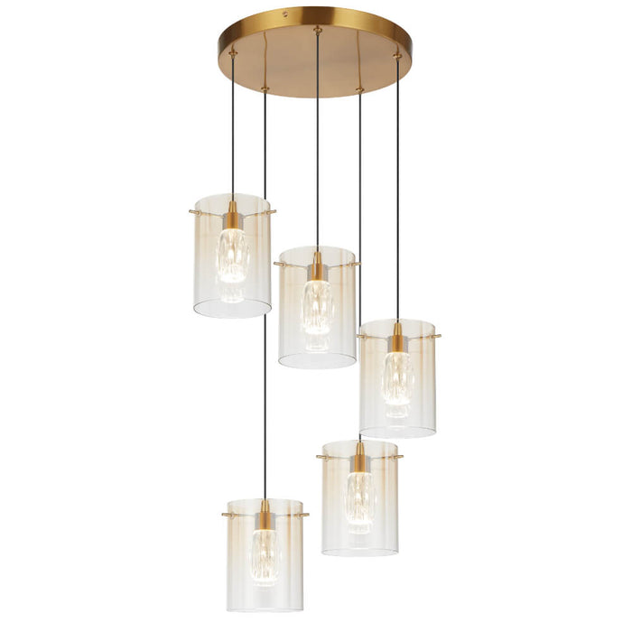 CREVIL: Modern Pendant Light with Glass Shades (Available in Black & Antique Gold, 3 Light & 5 Light)