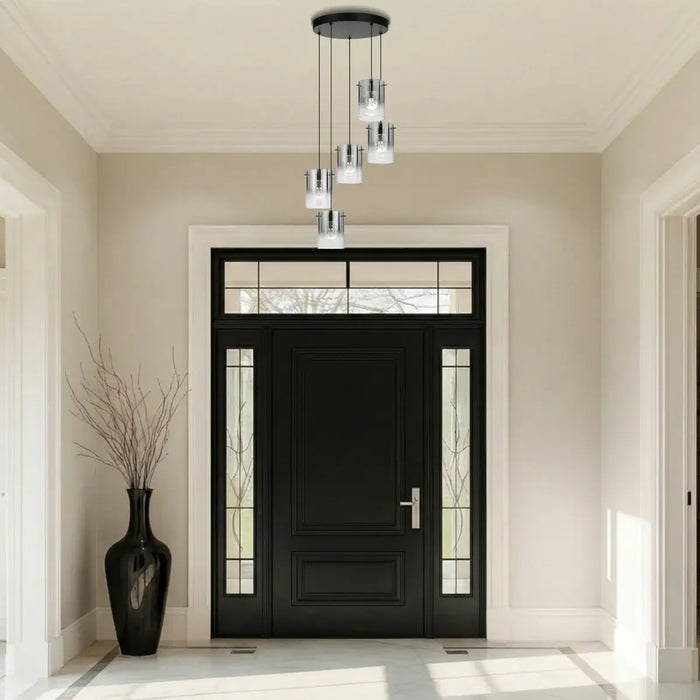 CREVIL: Modern Pendant Light with Glass Shades (Available in Black & Antique Gold, 3 Light & 5 Light)