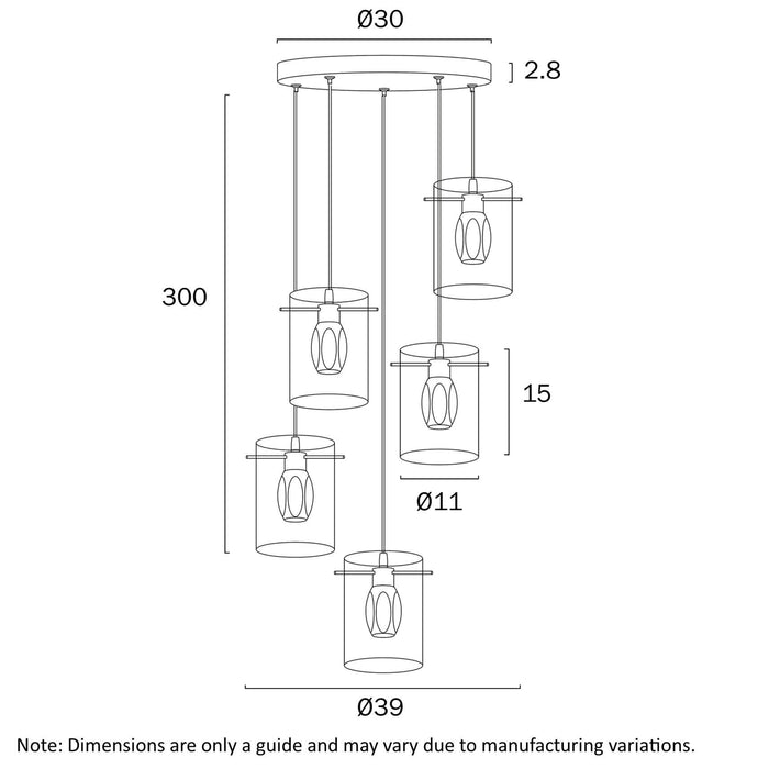 CREVIL: Modern Pendant Light with Glass Shades (Available in Black & Antique Gold, 3 Light & 5 Light)