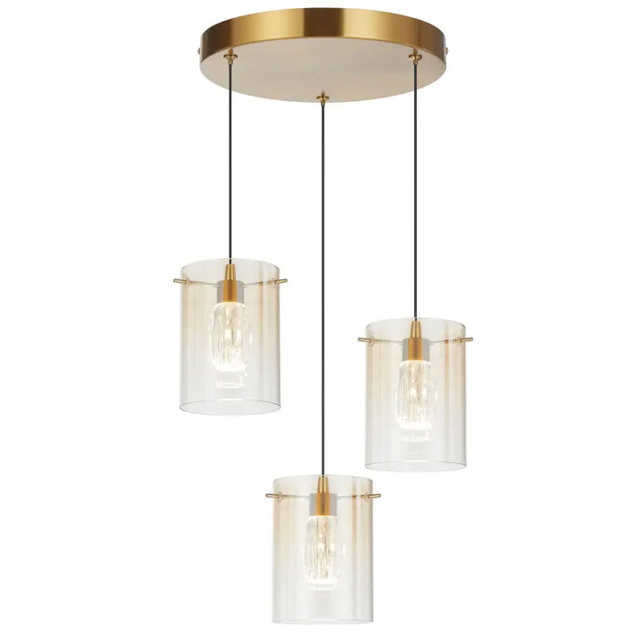 CREVIL: Modern Pendant Light with Glass Shades (Available in Black & Antique Gold, 3 Light & 5 Light)