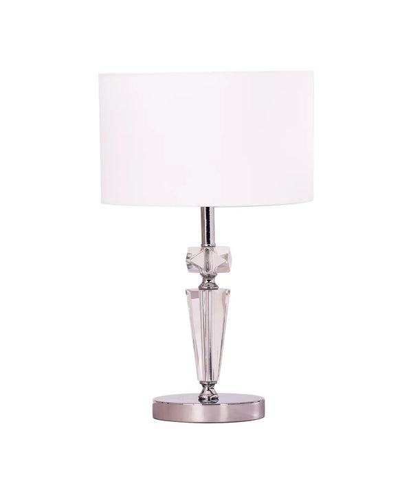 CLA CRISTALLO: Interior Drum Shade Chrome Rod with Crystal Highlight Table Lamp