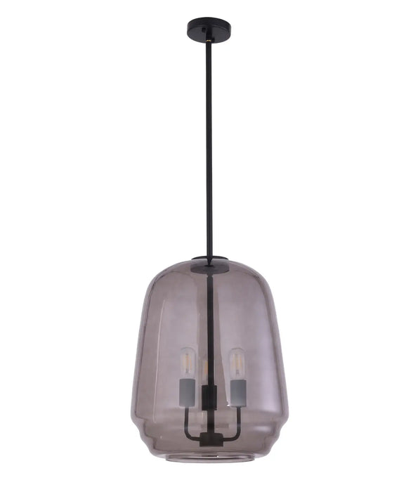 CUAD: Smokey Black Round Pyramid Glass Shade Interior Pendant Light