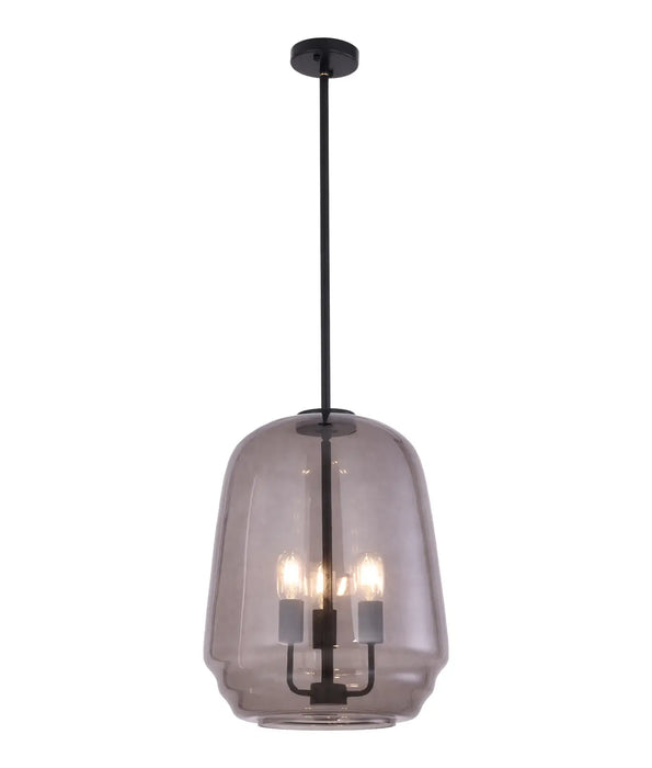 CLA CUAD: Smokey Black Round Pyramid Glass Shade Interior Pendant Light