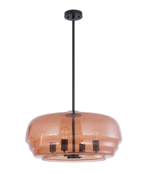 CLA CUAD: Amber Flat Top Dome Glass Shade Interior Pendant Light