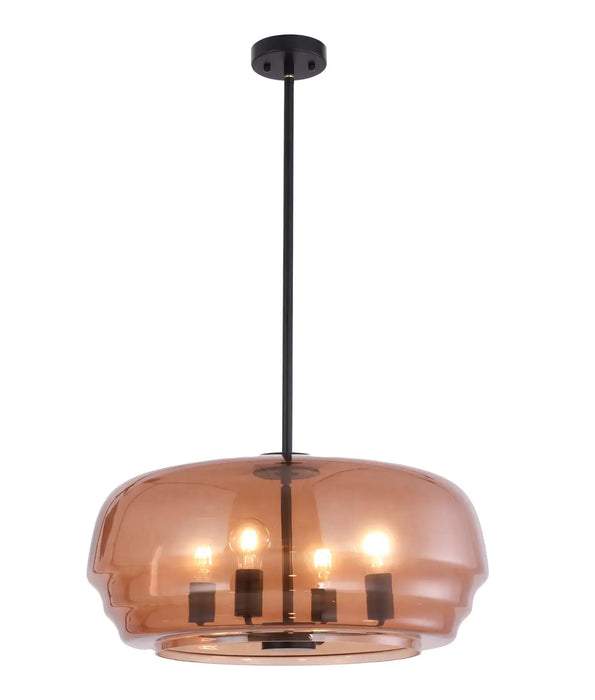 CUAD: Amber Flat Top Dome Glass Shade Interior Pendant Light