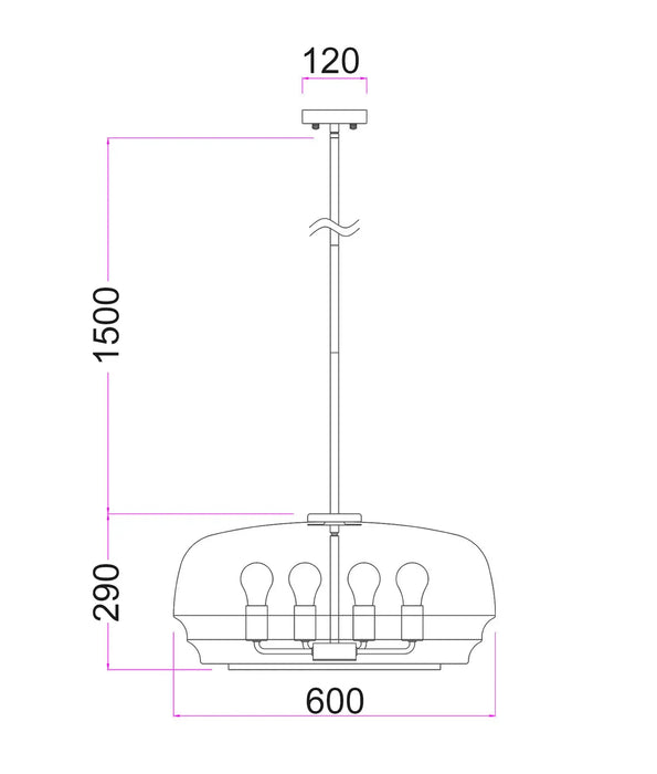 CUAD: Amber Flat Top Dome Glass Shade Interior Pendant Light