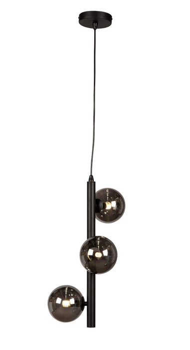 CONTO: 3 Light Metal Pendant with Round Glass Diffuser (Available in Gold Opal, Gold Amber, Black Opal, Black Smoke & White Opal)