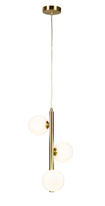 CONTO: 3 Light Metal Pendant with Round Glass Diffuser (Available in Gold Opal, Gold Amber, Black Opal, Black Smoke & White Opal)