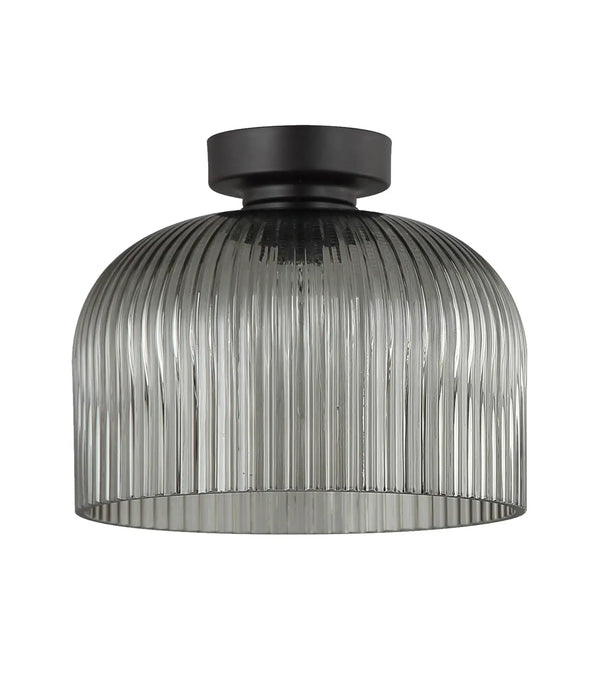 DIYVINTAJ: Ribbed Glass D.I.Y. Dome Batten Fix Ceiling Lights (Available in Smokey Black, Green, Amber, Copper, Chrome & Clear)