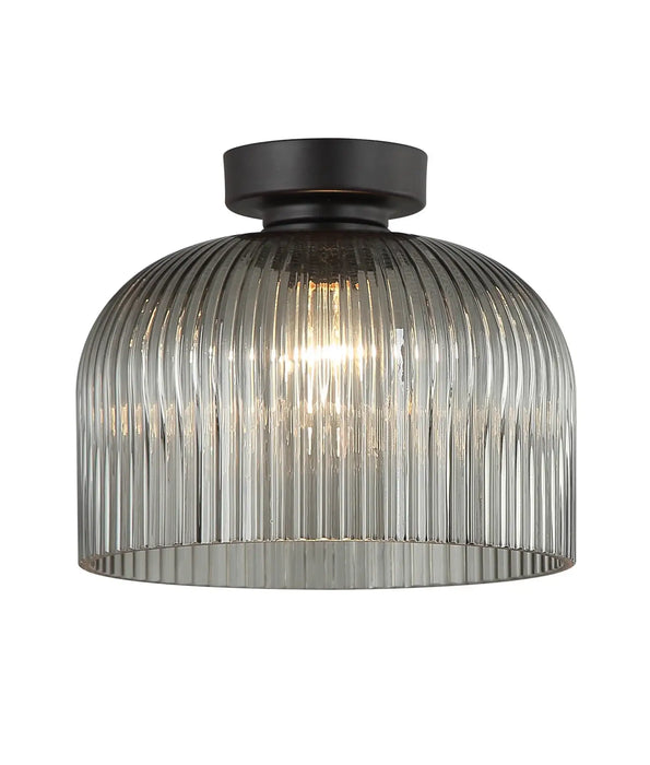 DIYVINTAJ: Ribbed Glass D.I.Y. Dome Batten Fix Ceiling Lights (Available in Smokey Black, Green, Amber, Copper, Chrome & Clear)