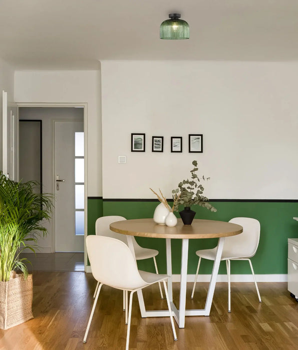 DIYVINTAJ: Ribbed Glass D.I.Y. Dome Batten Fix Ceiling Lights (Available in Smokey Black, Green, Amber, Copper, Chrome & Clear)