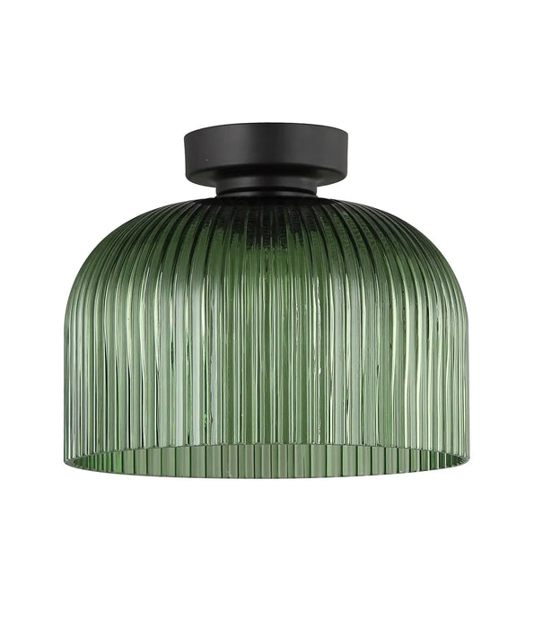 DIYVINTAJ: Ribbed Glass D.I.Y. Dome Batten Fix Ceiling Lights (Available in Smokey Black, Green, Amber, Copper, Chrome & Clear)