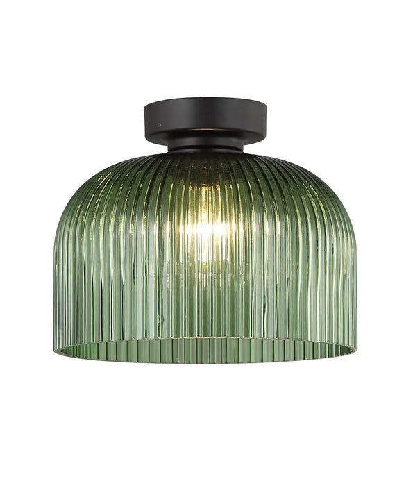 DIYVINTAJ: Ribbed Glass D.I.Y. Dome Batten Fix Ceiling Lights (Available in Smokey Black, Green, Amber, Copper, Chrome & Clear)