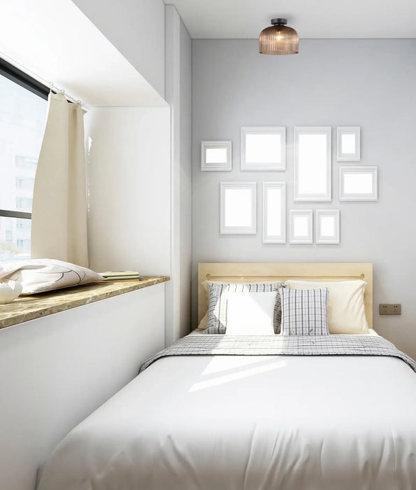 DIYVINTAJ: Ribbed Glass D.I.Y. Dome Batten Fix Ceiling Lights (Available in Smokey Black, Green, Amber, Copper, Chrome & Clear)