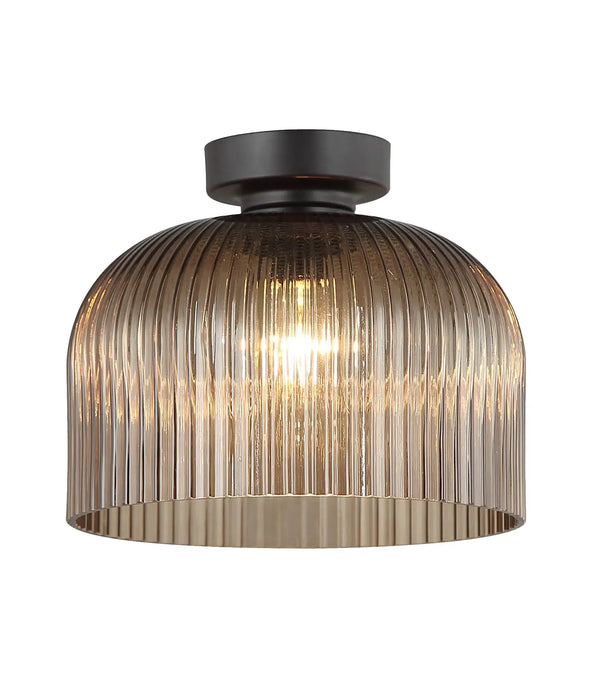 DIYVINTAJ: Ribbed Glass D.I.Y. Dome Batten Fix Ceiling Lights (Available in Smokey Black, Green, Amber, Copper, Chrome & Clear)