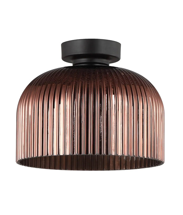 DIYVINTAJ: Ribbed Glass D.I.Y. Dome Batten Fix Ceiling Lights (Available in Smokey Black, Green, Amber, Copper, Chrome & Clear)