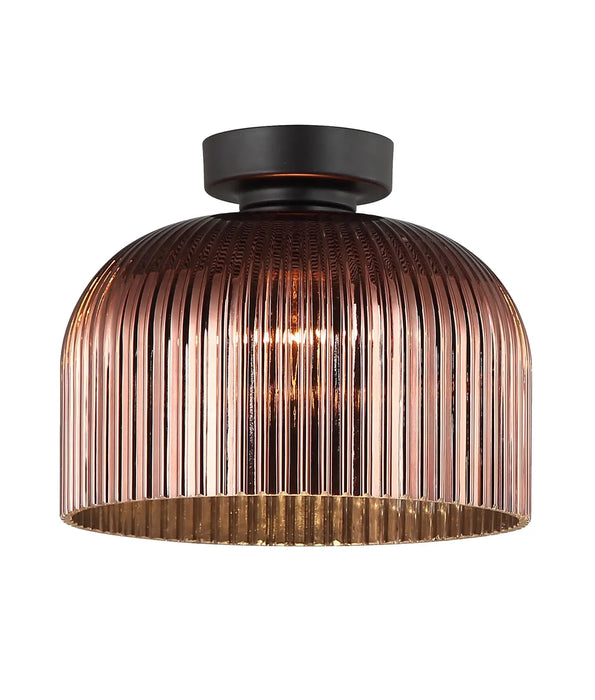 DIYVINTAJ: Ribbed Glass D.I.Y. Dome Batten Fix Ceiling Lights (Available in Smokey Black, Green, Amber, Copper, Chrome & Clear)
