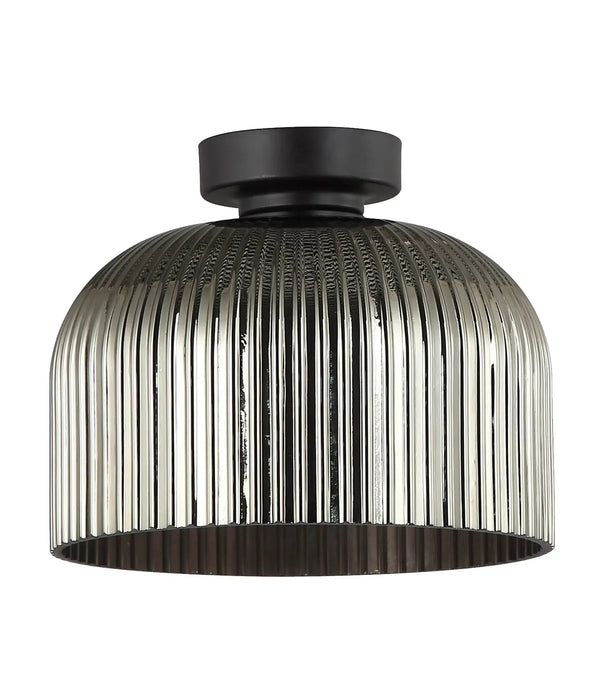 DIYVINTAJ: Ribbed Glass D.I.Y. Dome Batten Fix Ceiling Lights (Available in Smokey Black, Green, Amber, Copper, Chrome & Clear)