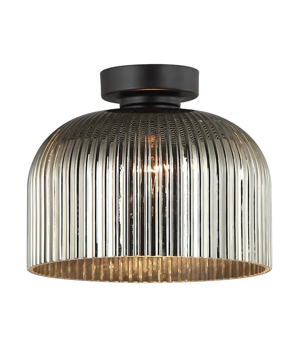 DIYVINTAJ: Ribbed Glass D.I.Y. Dome Batten Fix Ceiling Lights (Available in Smokey Black, Green, Amber, Copper, Chrome & Clear)