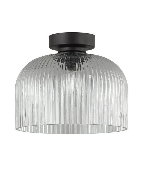 DIYVINTAJ: Ribbed Glass D.I.Y. Dome Batten Fix Ceiling Lights (Available in Smokey Black, Green, Amber, Copper, Chrome & Clear)