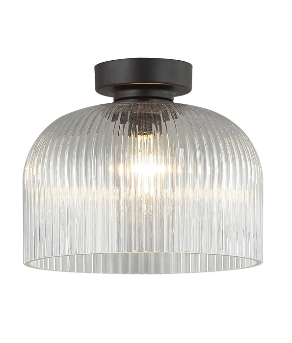 DIYVINTAJ: Ribbed Glass D.I.Y. Dome Batten Fix Ceiling Lights (Available in Smokey Black, Green, Amber, Copper, Chrome & Clear)
