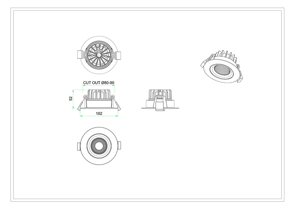 3A DL9416 10W Gimble Tri-Colour Dimmable Downlight
