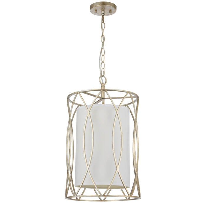 DOVER: Caged Pendant Light with Fabric Inner Shade (Available in Black & Antique Silver)