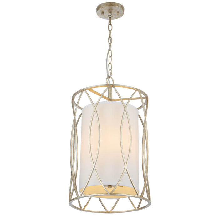 DOVER: Caged Pendant Light with Fabric Inner Shade (Available in Black & Antique Silver)